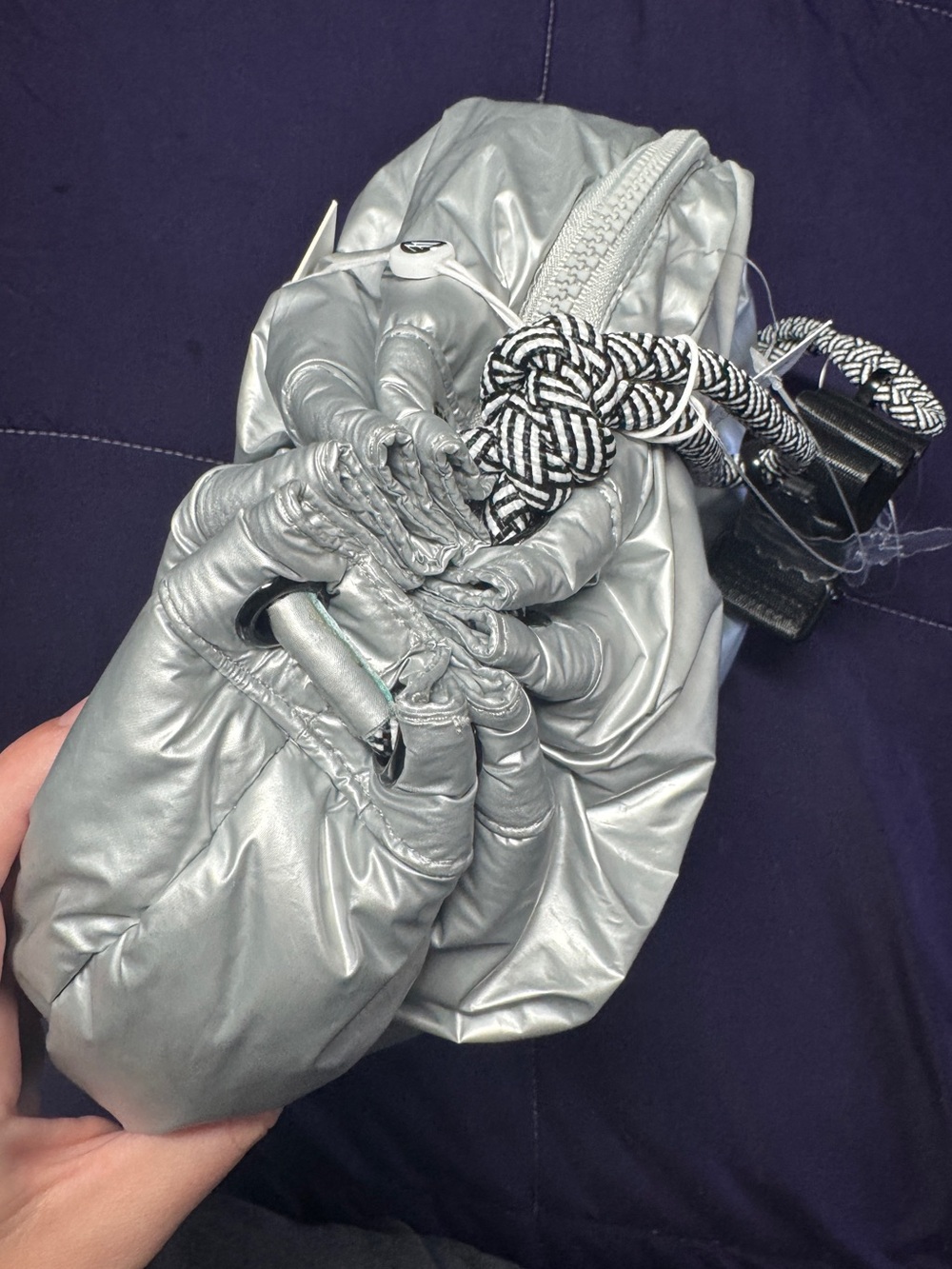 Wildfox Silver Metallic Drawstring Tote NWT - Picture 8 of 12